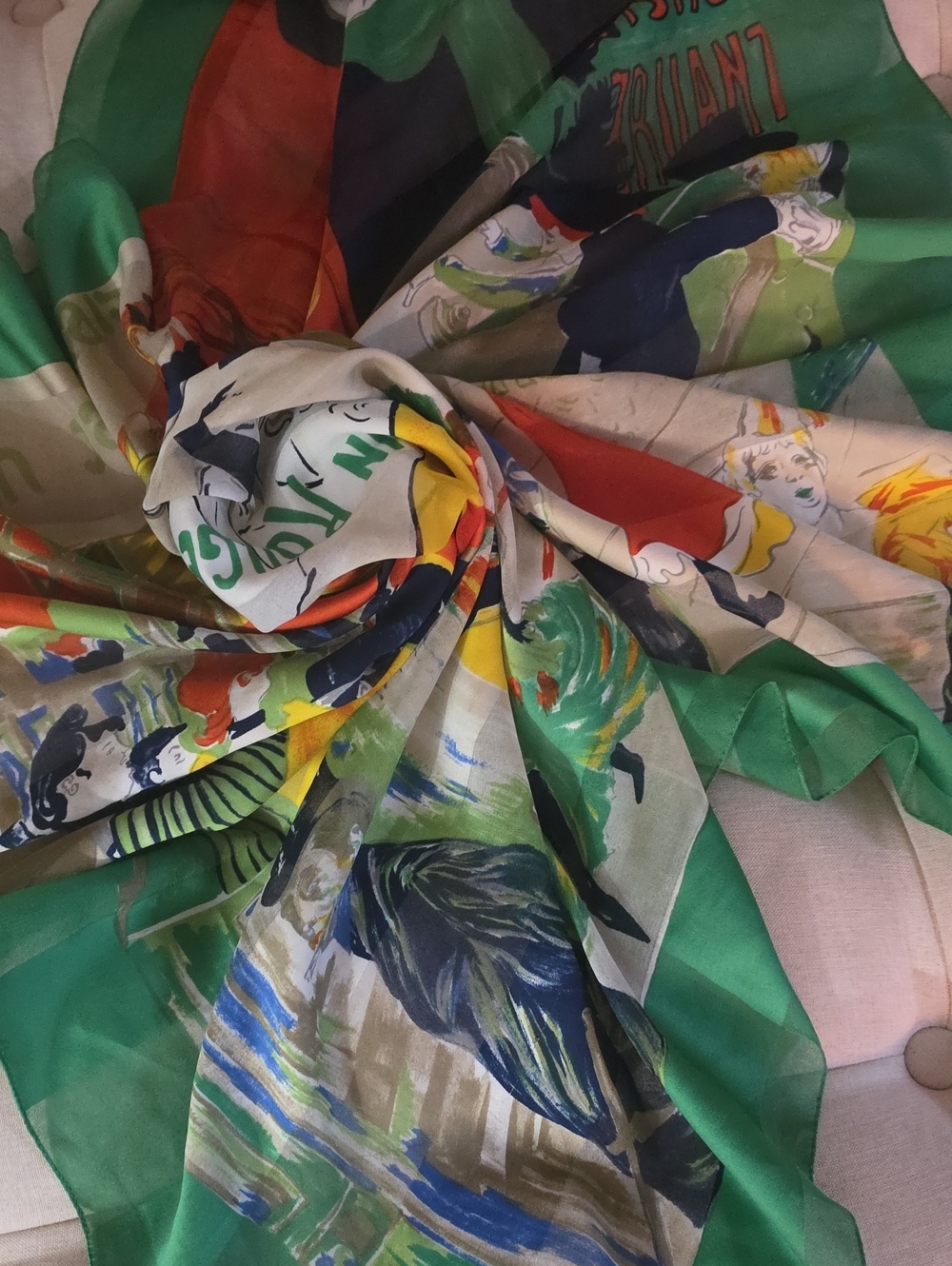 Lahmy Patricia Paris Colorful Illustrated Silk Scarf - Moulin Rouge